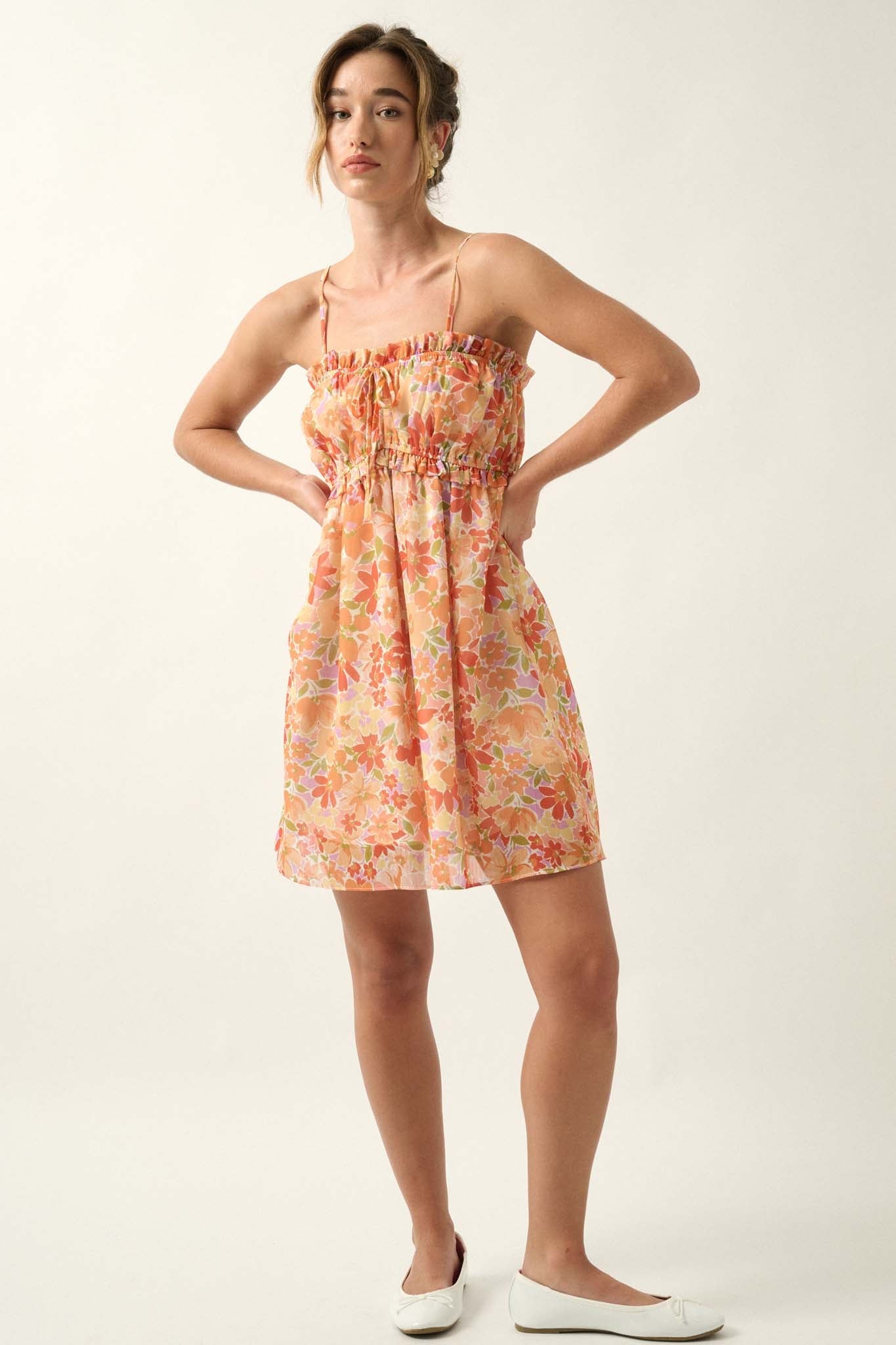 Darling Clementine Floral Chiffon Mini Sundress - ShopPromesa