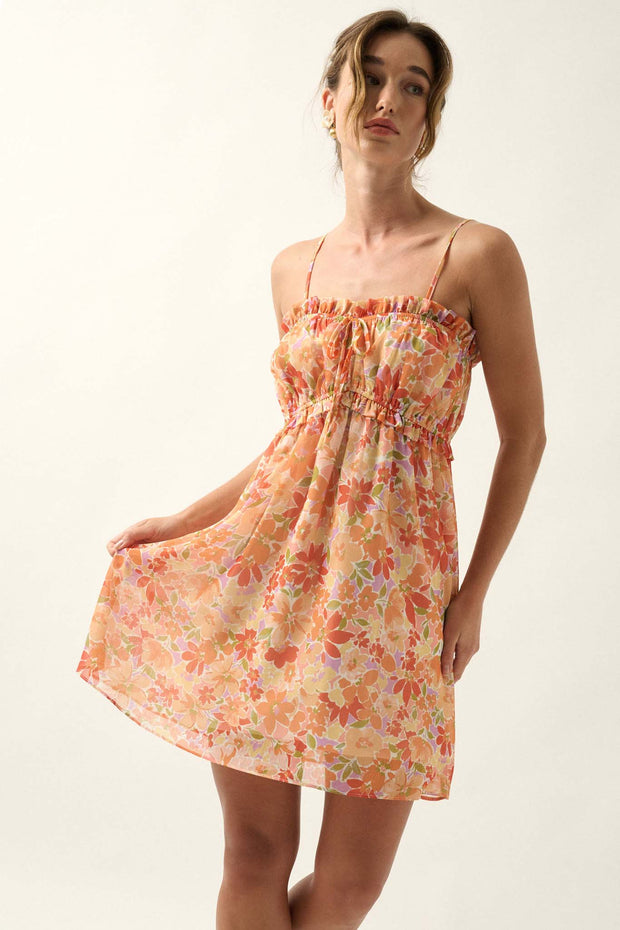 Darling Clementine Floral Chiffon Mini Sundress - ShopPromesa