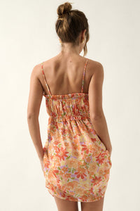 Darling Clementine Floral Chiffon Mini Sundress - ShopPromesa