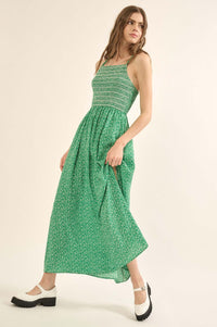 Wild Stems Smocked Floral-Print Maxi Sundress - ShopPromesa