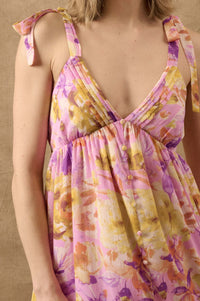 Lilac Wine Floral Chiffon Button-Front Maxi Sundress - ShopPromesa