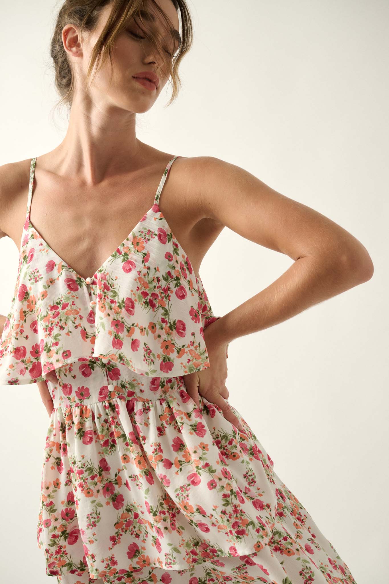 Love Me Lots Floral Tiered Flounce Mini Dress - ShopPromesa