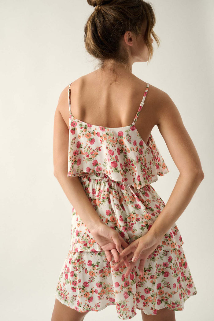 Love Me Lots Floral Tiered Flounce Mini Dress - ShopPromesa