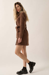 Working Late Tweed Belted Blazer Mini Dress - ShopPromesa