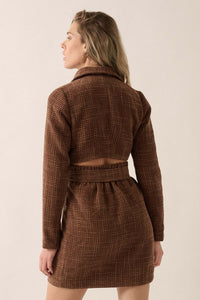 Working Late Tweed Belted Blazer Mini Dress - ShopPromesa