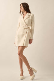 Working Late Tweed Belted Blazer Mini Dress - ShopPromesa
