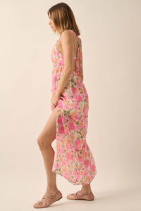 Super Bloom Floral Chiffon Open-Back Maxi Dress - ShopPromesa