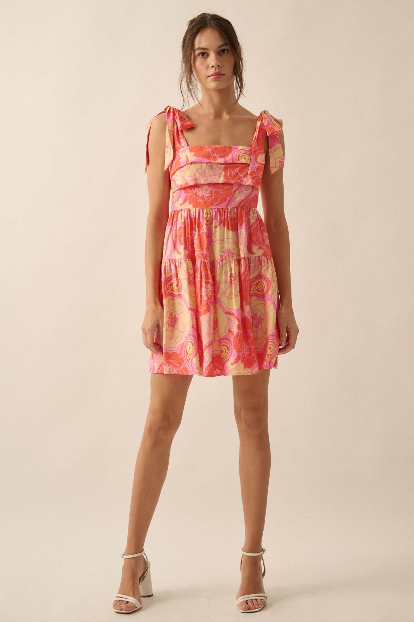 Sherbet Sunday Floral Paisley Tiered Mini Sundress - ShopPromesa