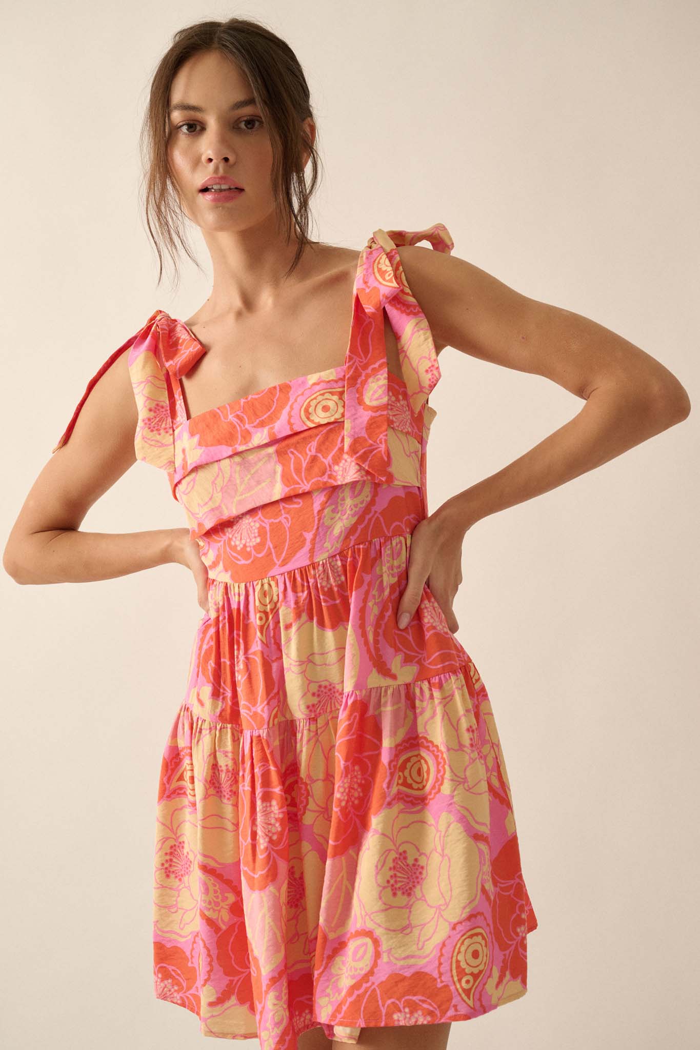 Sherbet Sunday Floral Paisley Tiered Mini Sundress - ShopPromesa