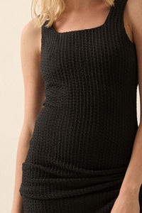 Kiss and Tell Textured Pucker-Knit Midi Dress - ShopPromesa