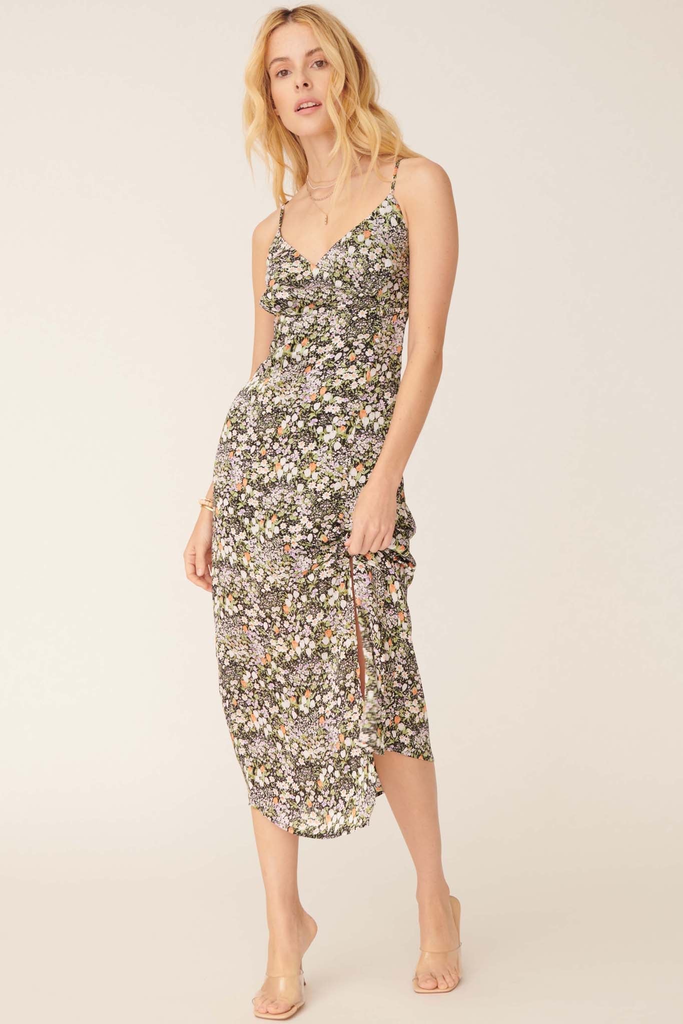 Flowering Hearts Floral Midi Slip Dress - ShopPromesa