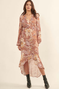 Heirloom Garden Floral High-Low Midi Dress - ShopPromesa