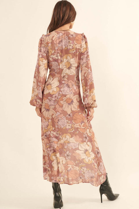 Heirloom Garden Floral High-Low Midi Dress - ShopPromesa