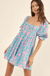 Secret Rendezvous Pleated Floral Babydoll Mini Dress - ShopPromesa