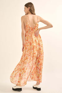 Marmalade Garden Floral Chiffon High-Low Maxi Dress - ShopPromesa