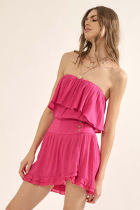 Summer Sizzle Ruffled Crepe Strapless Mini Dress - ShopPromesa