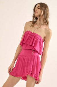 Summer Sizzle Ruffled Crepe Strapless Mini Dress - ShopPromesa