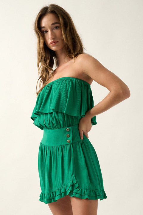 Summer Sizzle Ruffled Crepe Strapless Mini Dress - ShopPromesa
