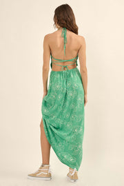 Jade Jungle Floral-Print Tie-Back Maxi Sundress - ShopPromesa