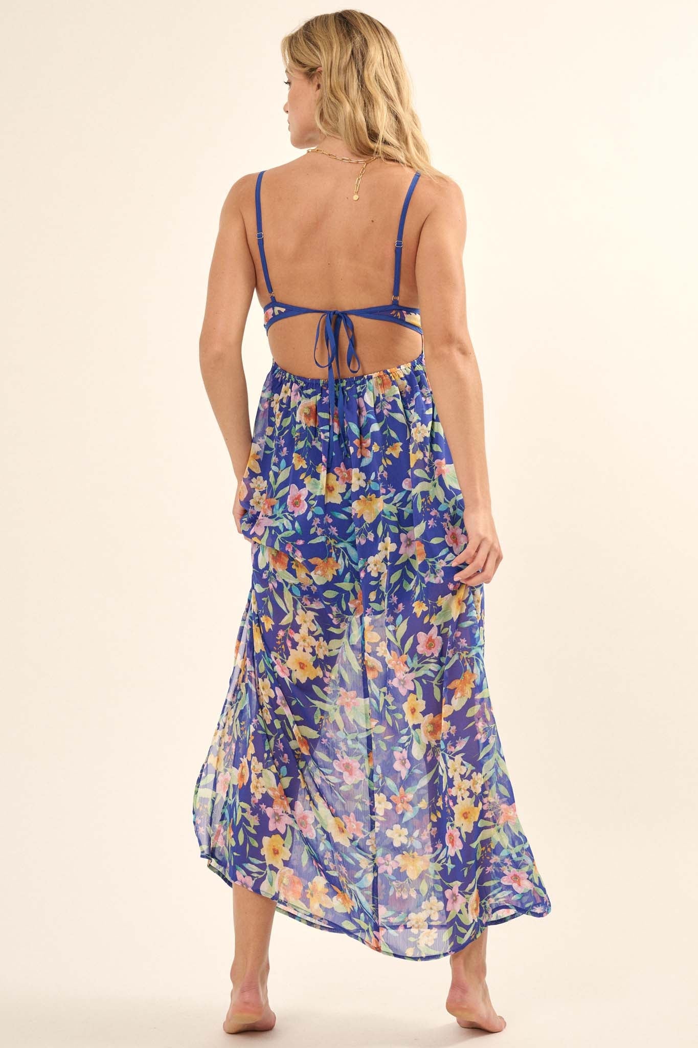 Caribbean Dream Floral Chiffon Maxi Sundress - ShopPromesa