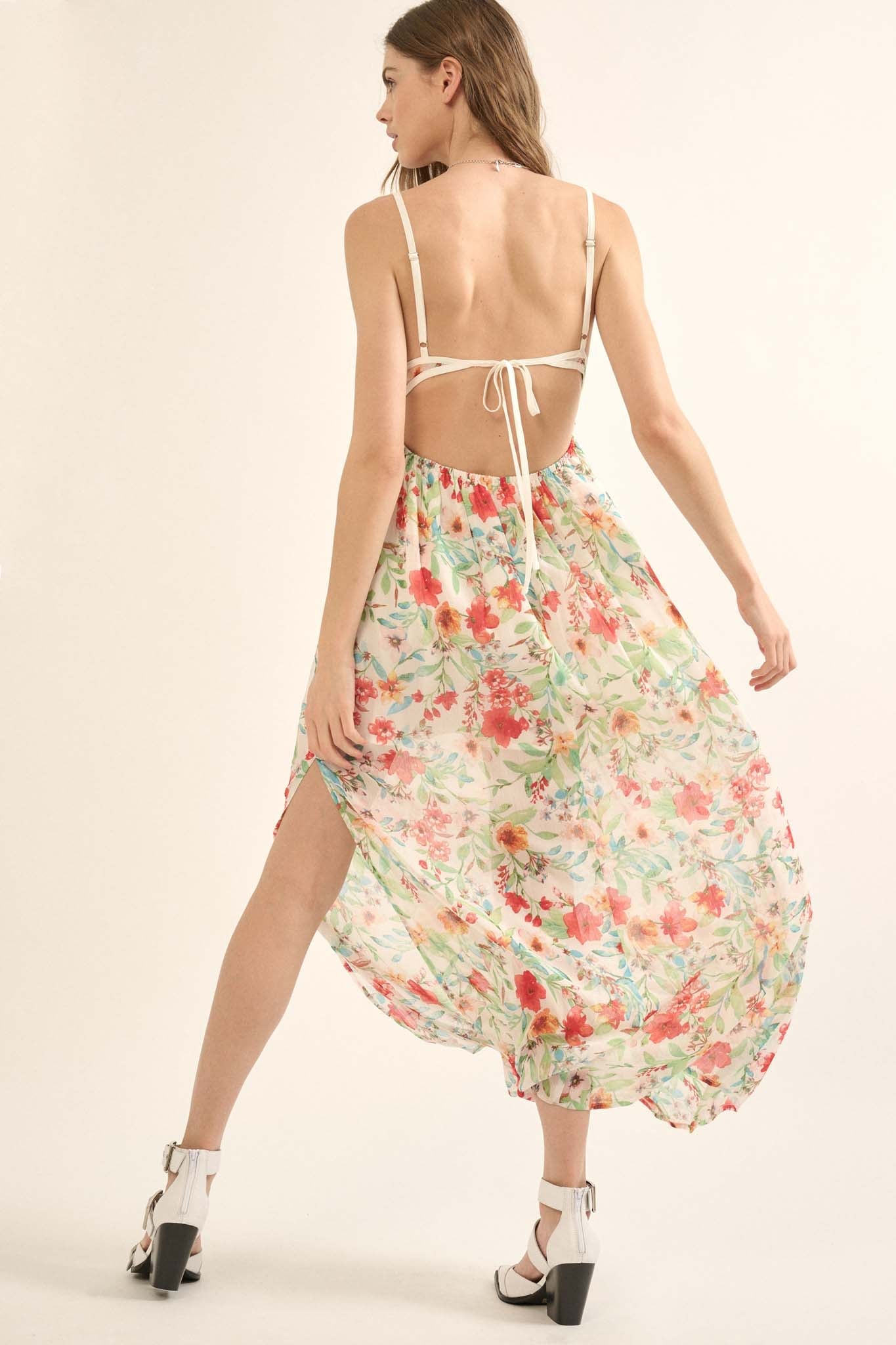 Caribbean Dream Floral Chiffon Maxi Sundress - ShopPromesa