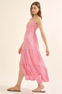 Sugar Shack Gingham Button-Front Tiered Maxi Dress - ShopPromesa