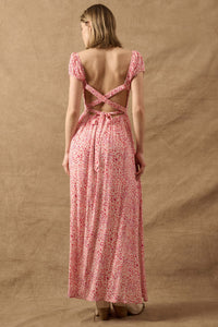 Blossoming Bliss Smocked Floral Tie-Back Maxi Dress - ShopPromesa