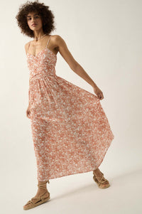 Beguiling Blossoms Floral Wrapped-Bodice Maxi Dress - ShopPromesa