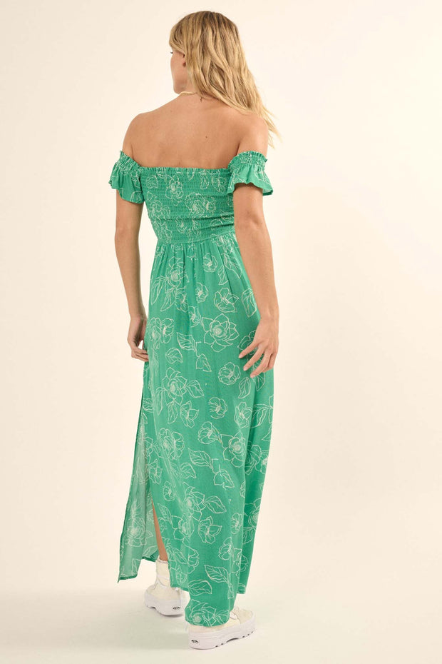 Wild Ivy Floral-Print Off-Shoulder Maxi Dress - ShopPromesa