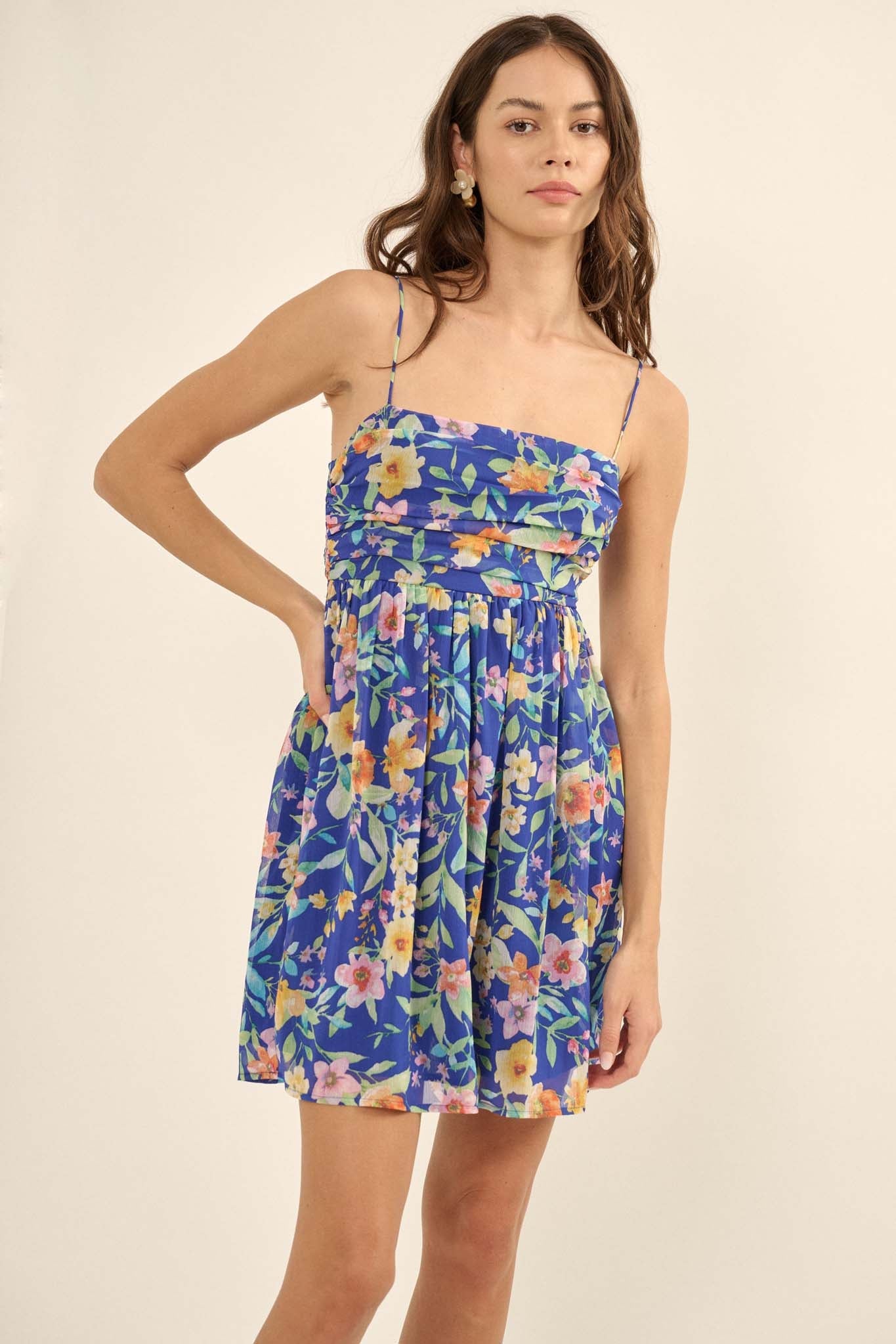 Jamaican Me Crazy Floral Chiffon Mini Sundress - ShopPromesa