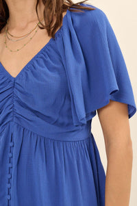 Coastal Retreat Ruched Button-Front Maxi Dress - ShopPromesa