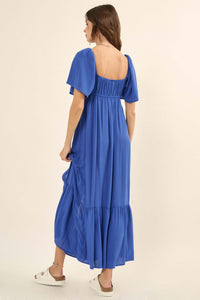 Coastal Retreat Ruched Button-Front Maxi Dress - ShopPromesa