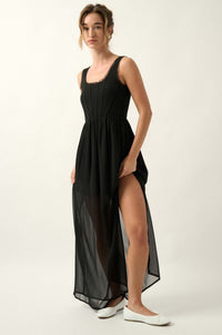 Perfect Afternoon Chiffon and Rib-Knit Maxi Dress - ShopPromesa