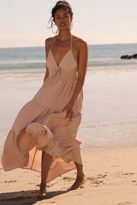 Beautiful You Tiered Crepe Halter Maxi Dress - ShopPromesa