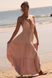 Beautiful You Tiered Crepe Halter Maxi Dress - ShopPromesa