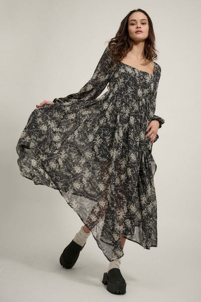 High Spirits Floral Chiffon Handkerchief Maxi Dress - ShopPromesa