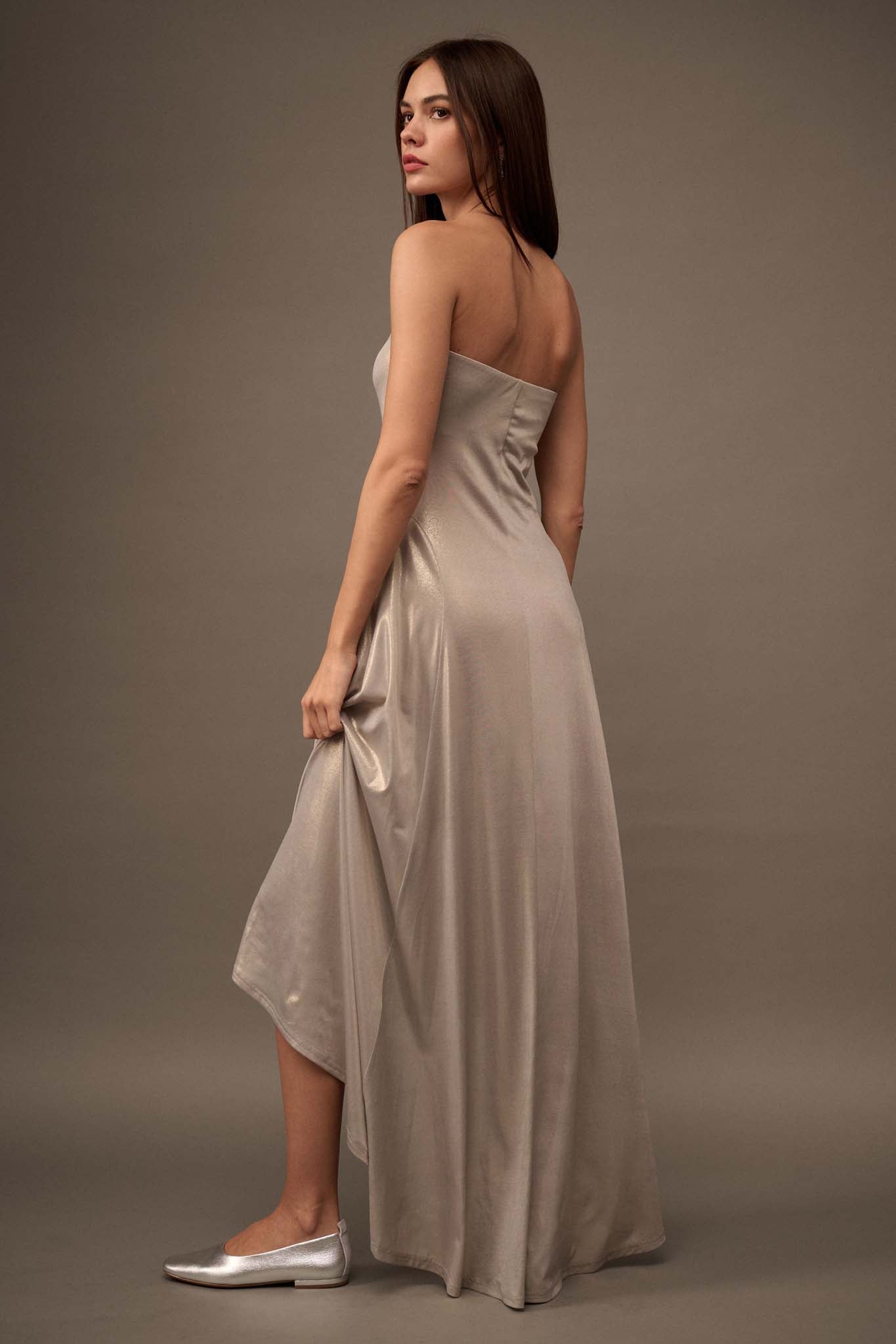 Love the Nightlife Strapless Shimmer Maxi Dress - ShopPromesa