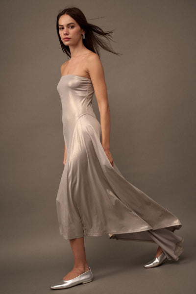Love the Nightlife Strapless Shimmer Maxi Dress - ShopPromesa
