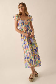 Soft Showers Smocked Floral Tiered Midi Dress - ShopPromesa