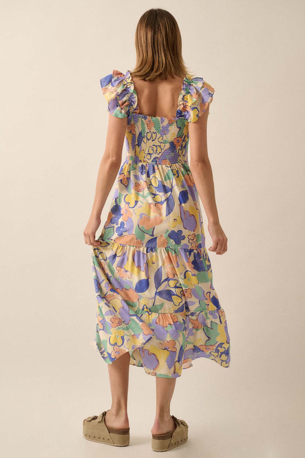 Soft Showers Smocked Floral Tiered Midi Dress - ShopPromesa