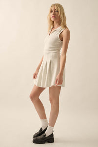 Premium Scuba Half-Zip Pleated Mini Tennis Dress - ShopPromesa