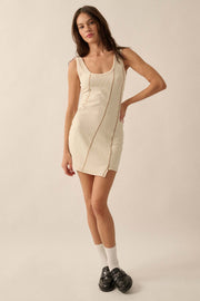 Sew What Exposed-Seam Rib-Knit Tank Mini Dress - ShopPromesa