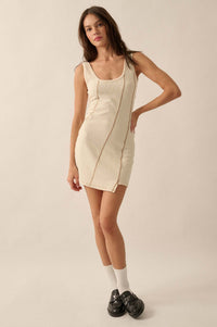 Sew What Exposed-Seam Rib-Knit Tank Mini Dress - ShopPromesa