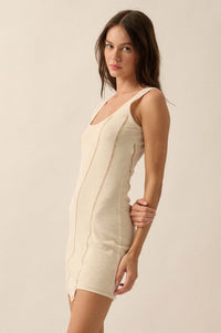 Sew What Exposed-Seam Rib-Knit Tank Mini Dress - ShopPromesa