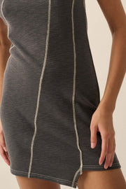 Sew What Exposed-Seam Rib-Knit Tank Mini Dress - ShopPromesa