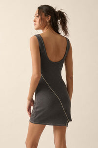 Sew What Exposed-Seam Rib-Knit Tank Mini Dress - ShopPromesa