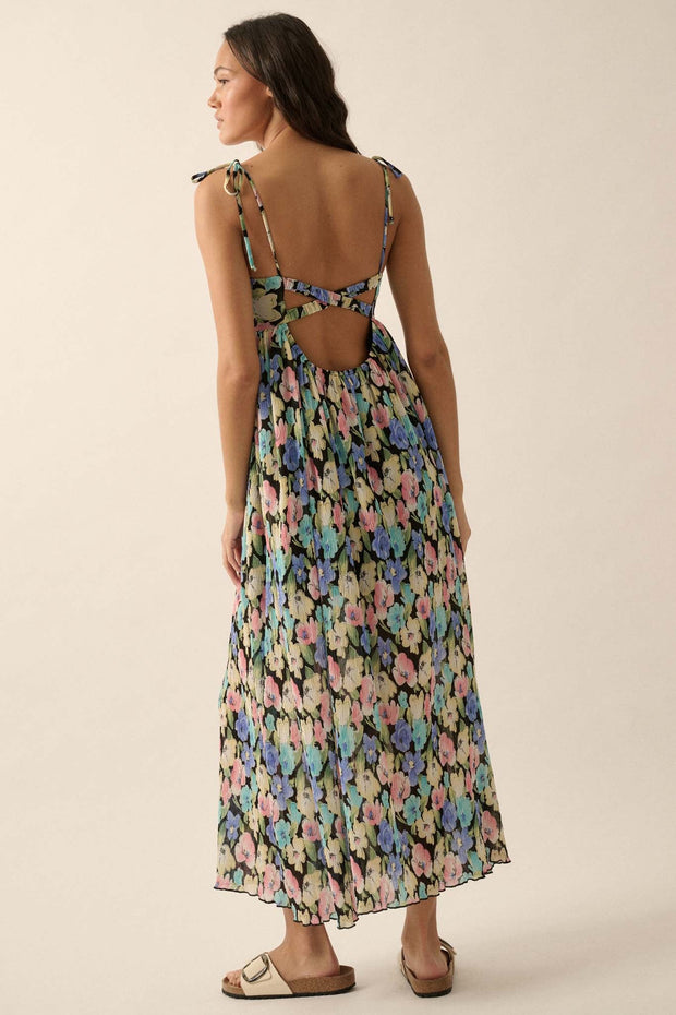 Aurora Blossoms Pleated Floral Maxi Dress - ShopPromesa