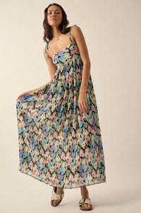 Aurora Blossoms Pleated Floral Maxi Dress - ShopPromesa