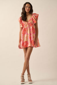 Summer Smoothie Floral Paisley Babydoll Mini Dress - ShopPromesa