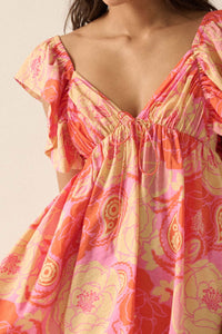 Summer Smoothie Floral Paisley Babydoll Mini Dress - ShopPromesa